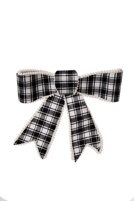 10&quot; Ribbon Ornament With Clip White/Black