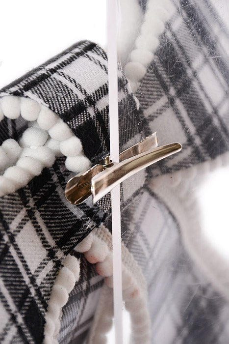 10&quot; Ribbon Ornament With Clip White/Black