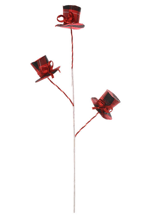 22" Burlap Hat Stem Black/Red