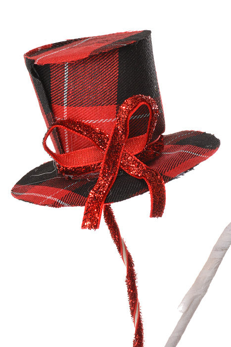 22" Burlap Hat Stem Black/Red