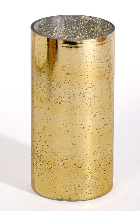 4&quot; X 8&quot; Mercury Glass Cylinder Vase Gold