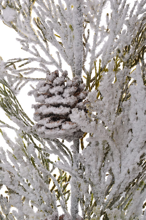 30" Snow Cedar Pinecone Green/White