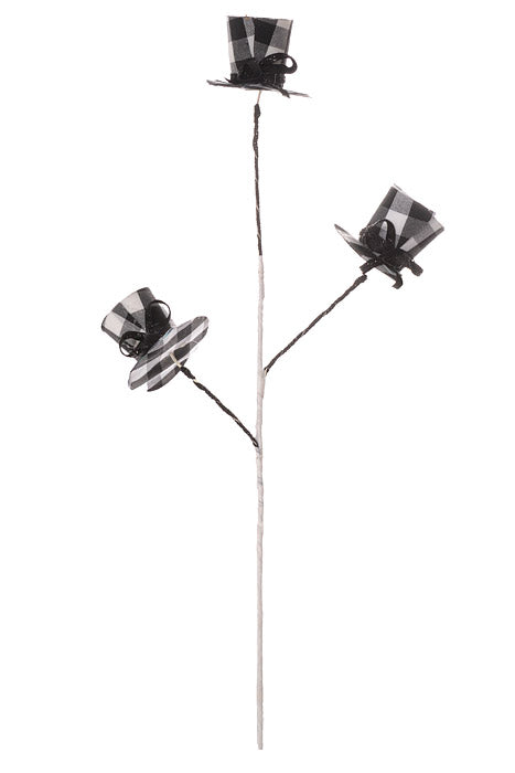 22" Burlap Hat Stem Black/White