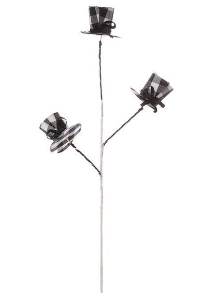 22" Burlap Hat Stem Black/White