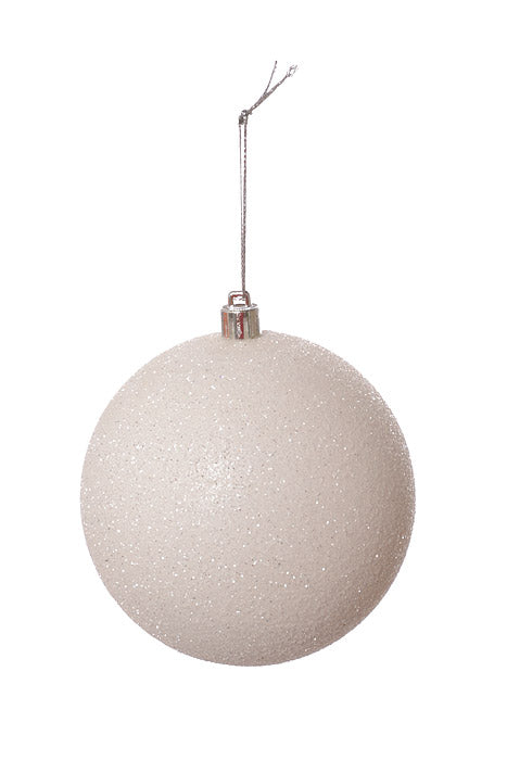 100Mm Glitter Ball Ornament White Pkg/6
