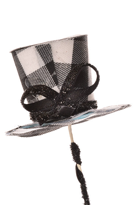 22" Burlap Hat Stem Black/White