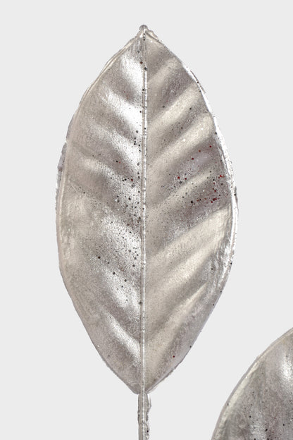 24" Magnolia Leaf Met Spray Silver