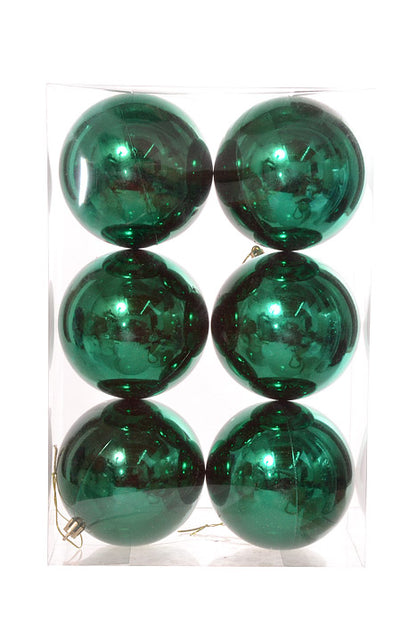 100Mm Plastic Ball Shiny Ornament (Dark Green) Pkg/6