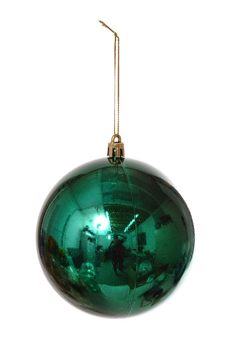 100Mm Plastic Ball Shiny Ornament (Dark Green) Pkg/6