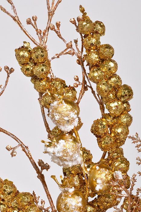 16" Cedar/Glitter Berry Twig Pick Copper/Gold