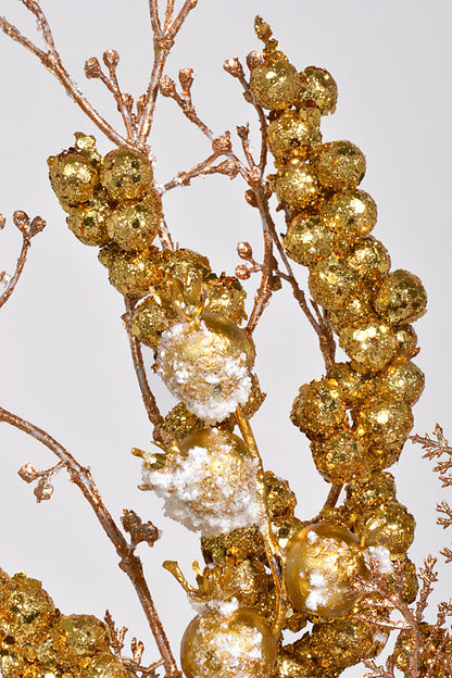 16" Cedar/Glitter Berry Twig Pick Copper/Gold