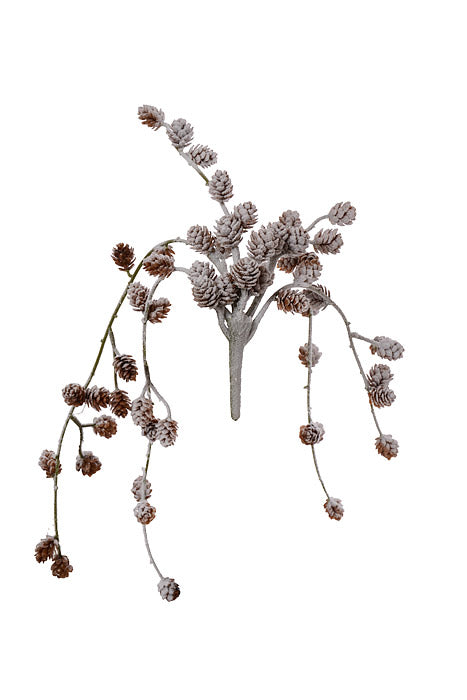 20.5" Snow Pinecone Hanging Spray White/Brown