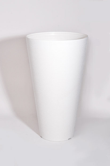 13.5" X 23" Tall Round Planter White