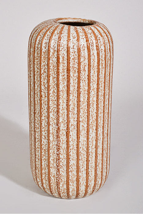 5" X 10.5" Fault Line Vase Off White/Light Brown