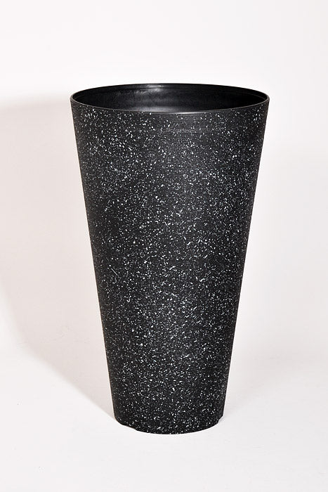 13.5" X 23" Tall Round Planter Black
