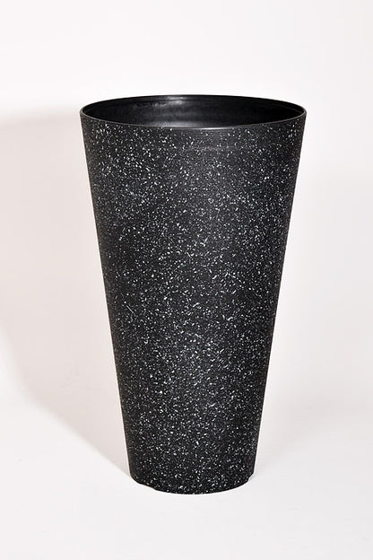 13.5" X 23" Tall Round Planter Black