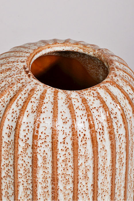 5" X 10.5" Fault Line Vase Off White/Light Brown