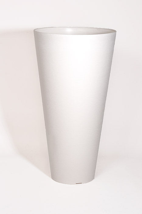 15" X 29" Tall Round Planter White