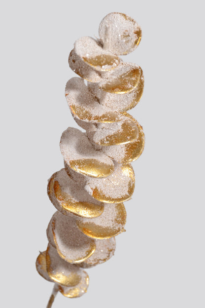 33" Eucalyptus Leaf Spray W/Frost Gold