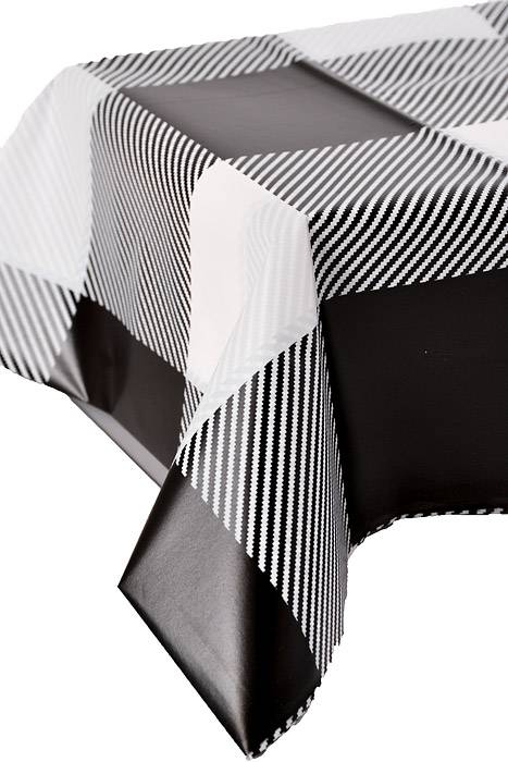 54" X 108" Plaid Table cover Black/White