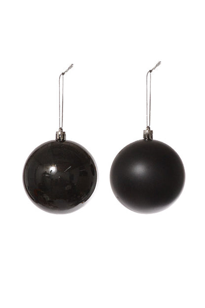 80Mm Shiny/Matte Plastic Ball Ornament (Black) Pkg/6