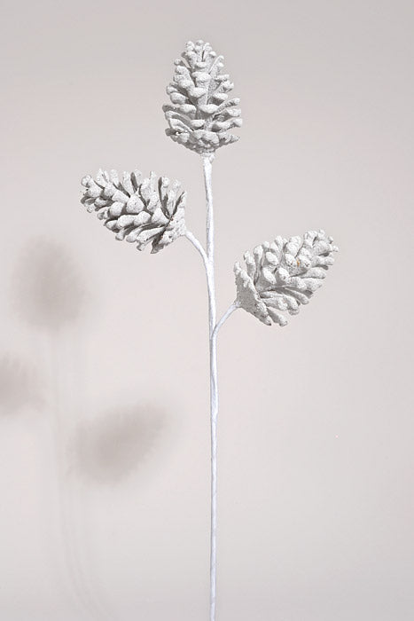 24" Pinecone Spray White