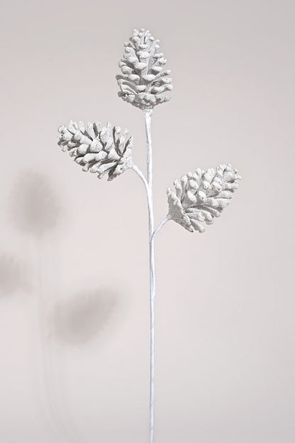 24" Pinecone Spray White