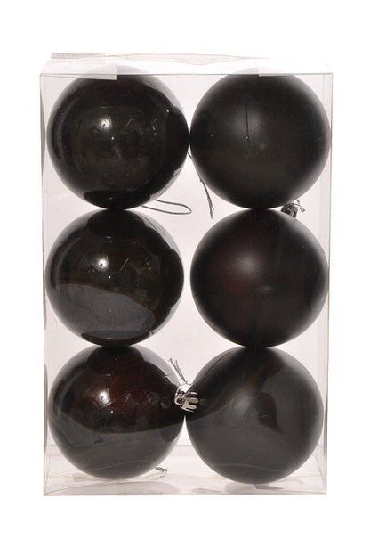 80Mm Shiny/Matte Plastic Ball Ornament (Black) Pkg/6