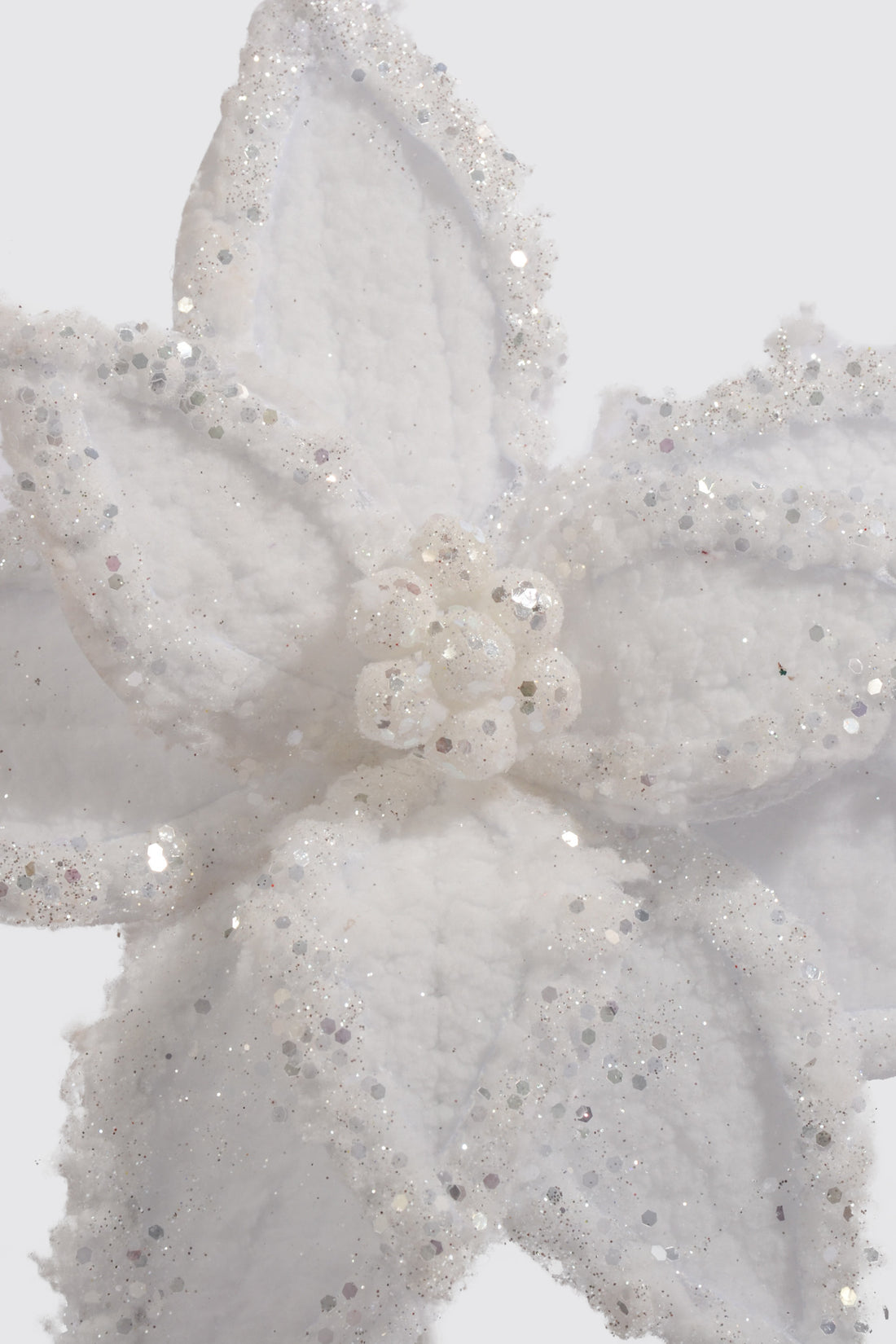 23" Glacier Ridge Snowy Poinsettia Stem White/Frosted