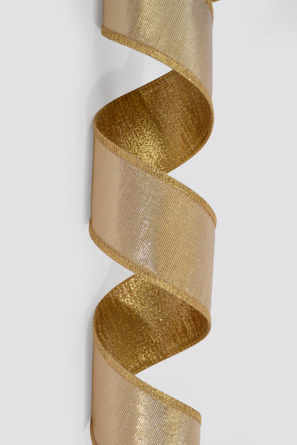 2.5" X 10Yds Wired Prism Weave Metallic Ribbon Gold