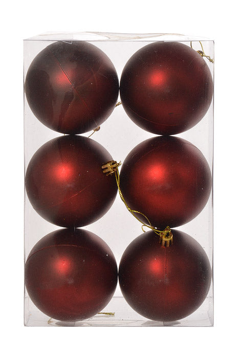 80Mm Matt Plastic Ball Ornament (Burgundy) Pkg/6