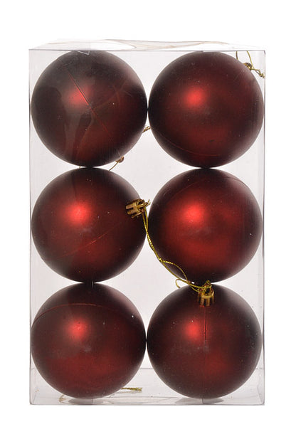 80Mm Matt Plastic Ball Ornament (Burgundy) Pkg/6