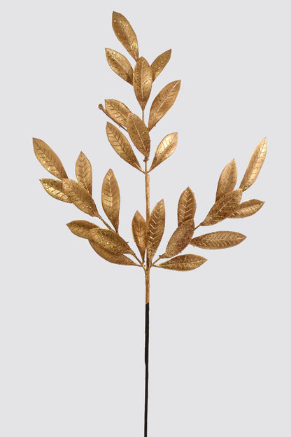 26" Metallic Bay Leaf Spray Gold
