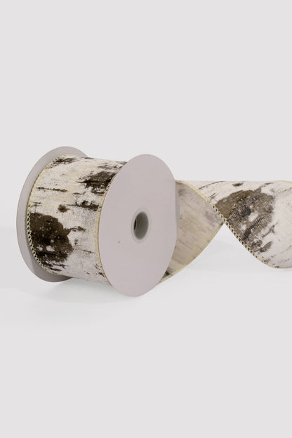 2.5" X 10Yds Wired Birch Tree Canvas Ribbon