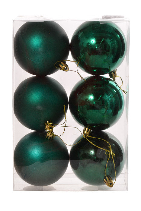 80Mm Shiny/Matte Plastic Ornament Ball Peacock Pkg/6