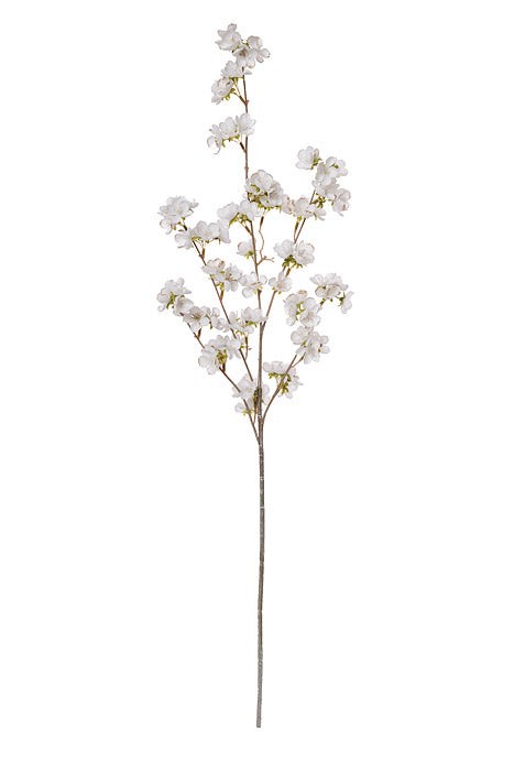 38" Silk Apple Blossom Spray W/Glitter White/Gold