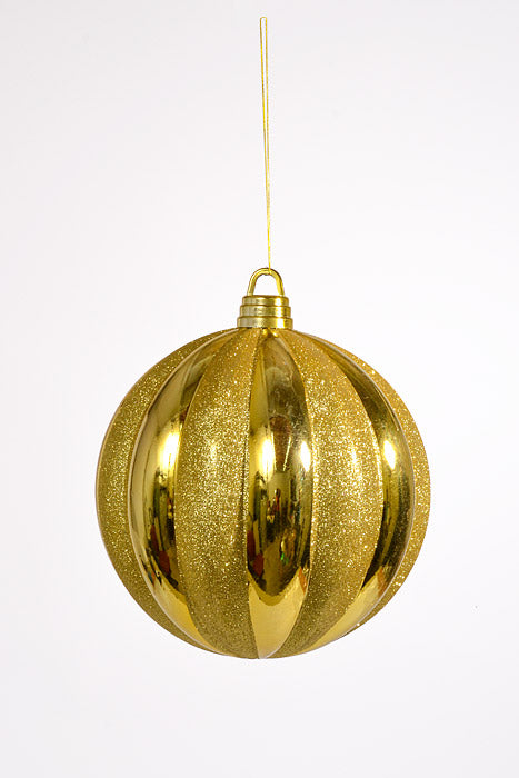 300Mm Shiny Pumkin Ball With Glitter Ornament Gold