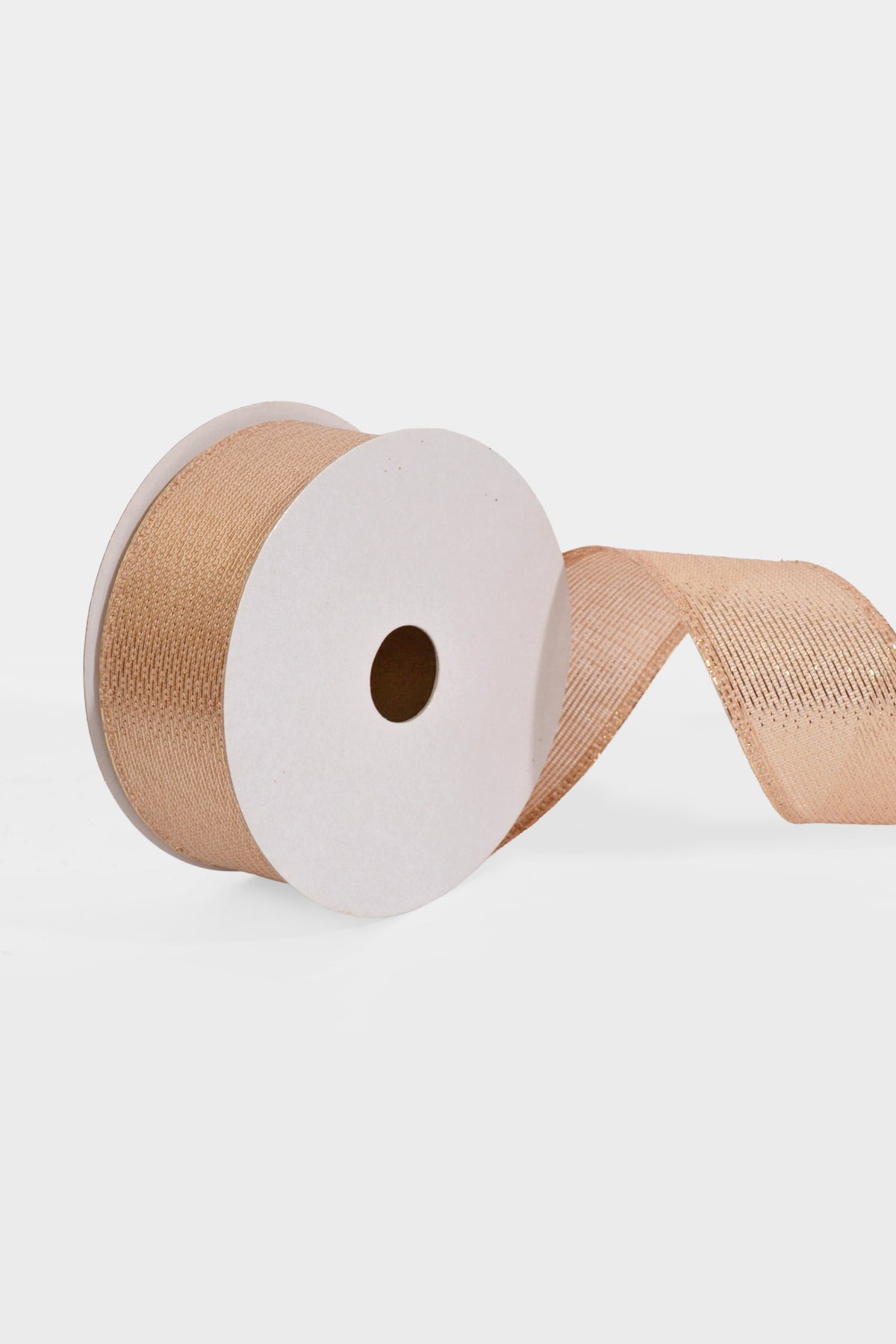 1.5" X 10Yds Wired Woven Metallic Ribbon Light Gold