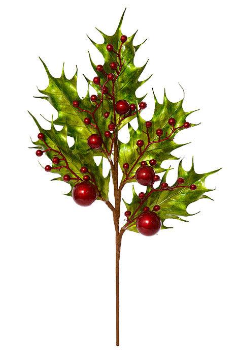 30" Christmas Ball Spray Green/Red