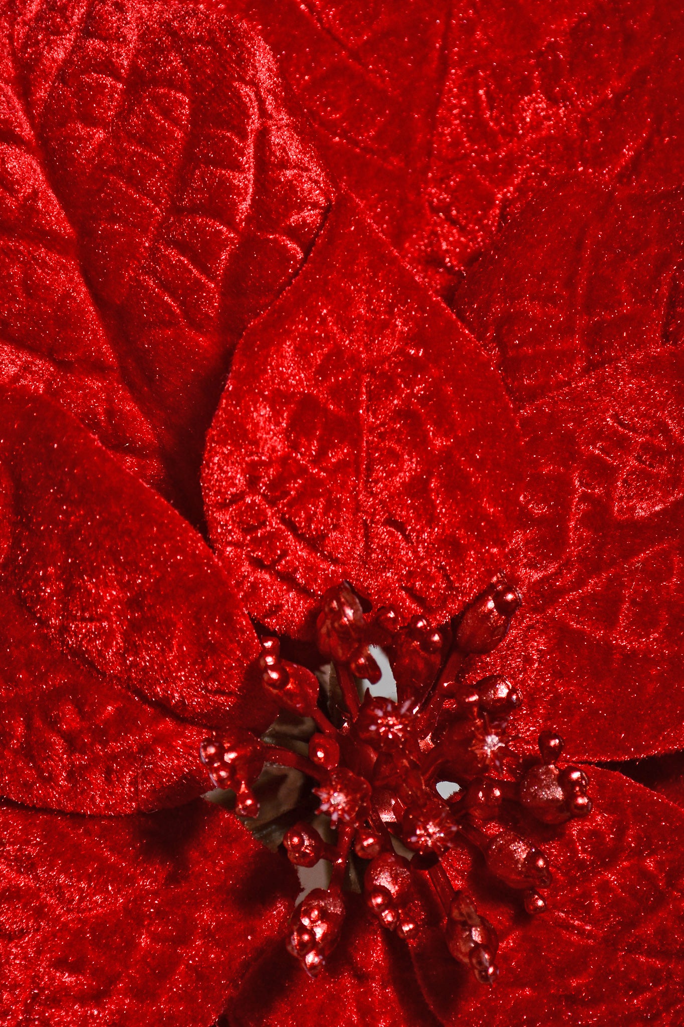 10" Velvet Poinsettia With Clip Red