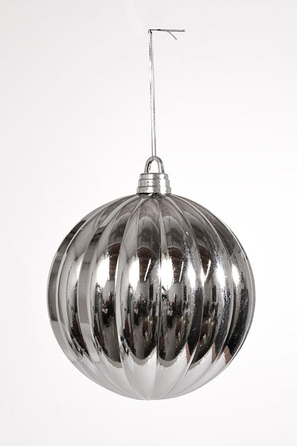 300Mm Shiny Pumpkin Ball Ornament Silver