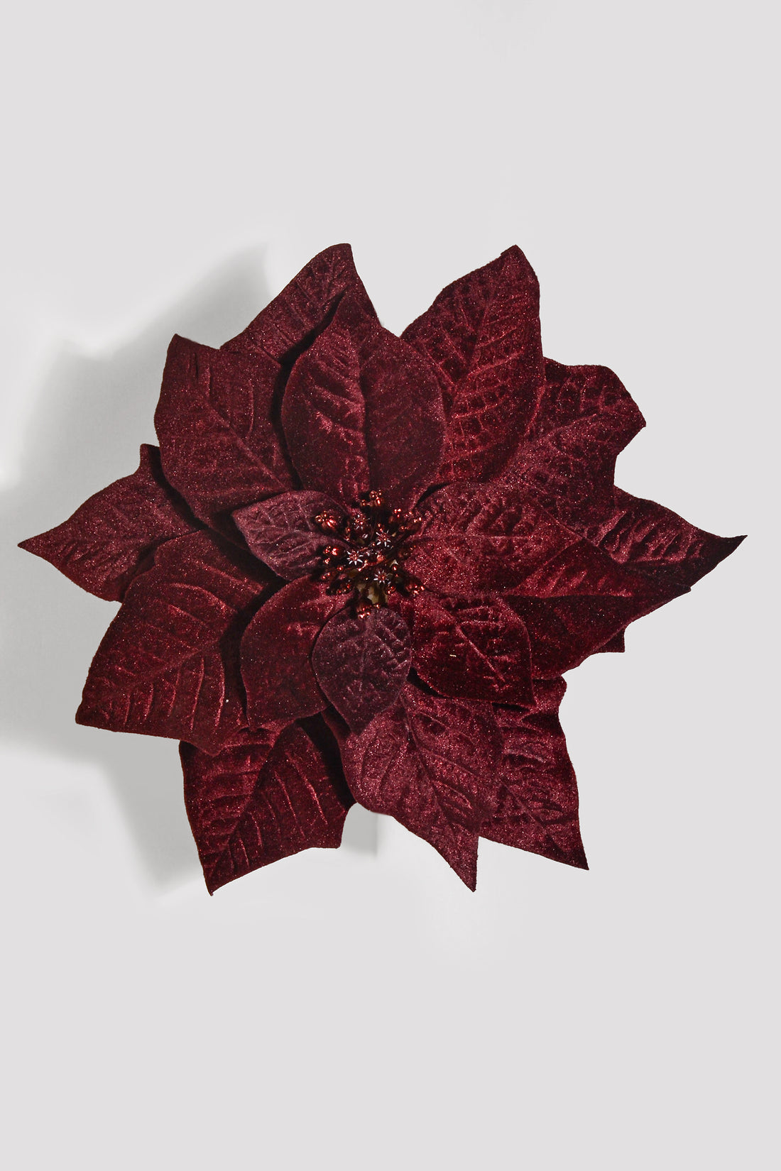 10" Velvet Poinsettia With Clip Burgundy