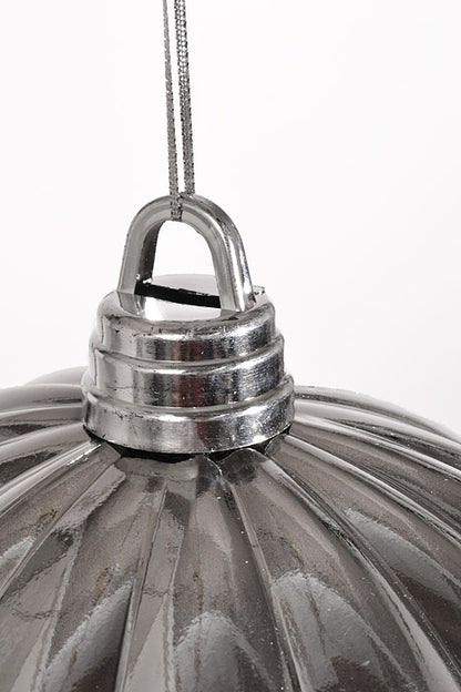 300Mm Shiny Pumpkin Ball Ornament Silver