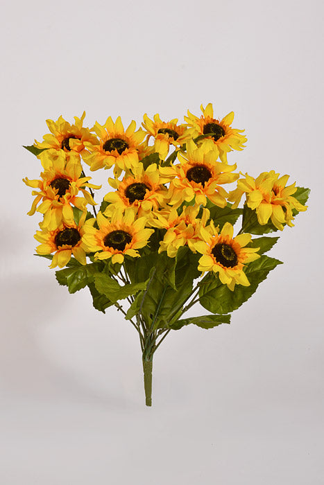 15" Silk Sunflower Bush Yellow