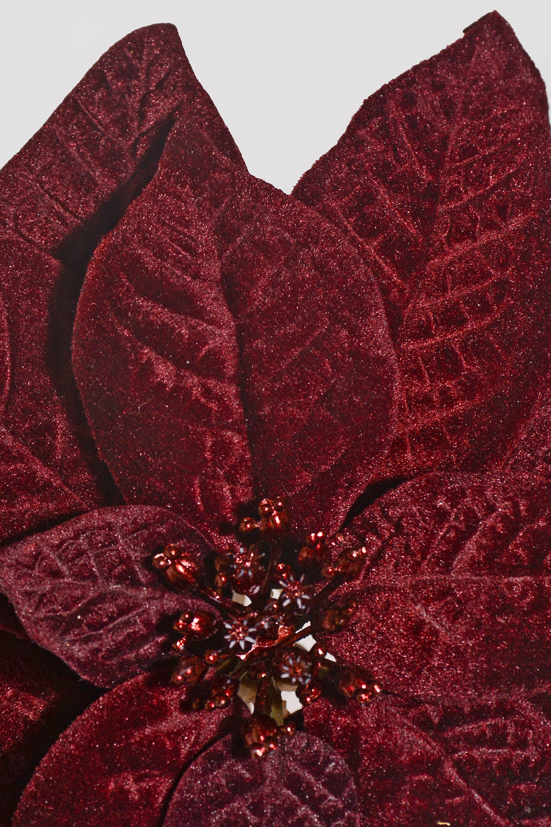 10" Velvet Poinsettia With Clip Burgundy