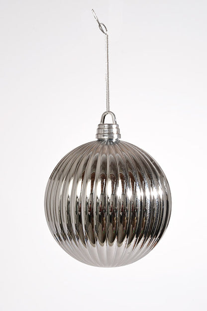 250Mm Shiny Pumpkin Ball Ornament Silver