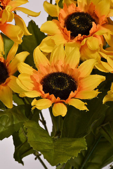 15" Silk Sunflower Bush Yellow