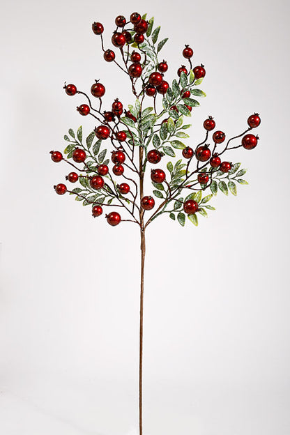 29" Berry W/Ice Leaves Spray Red