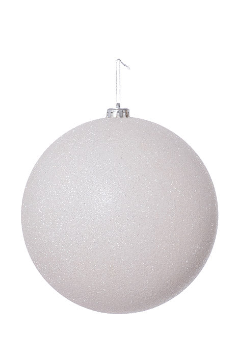 200Mm Glitter Ball Ornament (White)