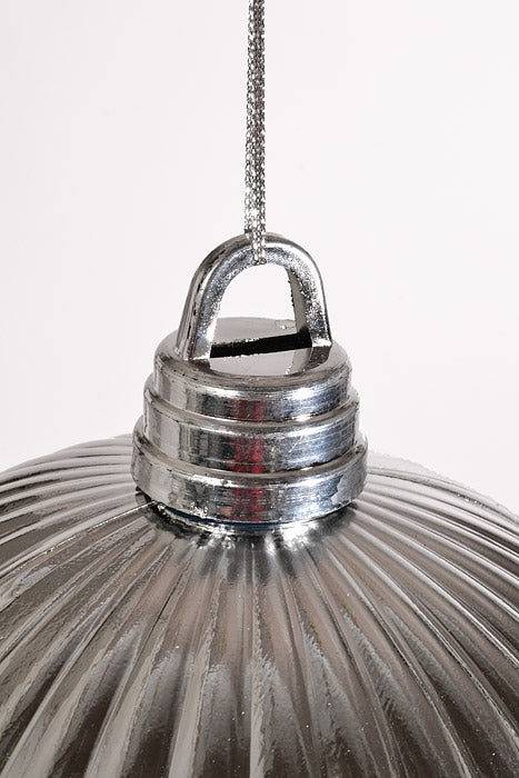 250Mm Shiny Pumpkin Ball Ornament Silver